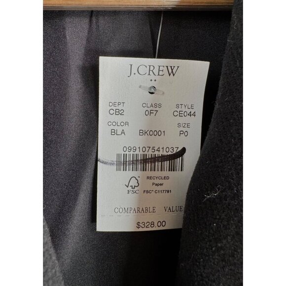 J.crew belted wool blend coat black preppy classic money sz 0P - Picture 4 of 7